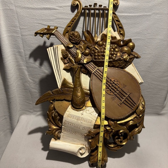 Vintage Syroco Inc 1971 Large Hanging Musical Hard Plastic Mandolin Wall Decor - Picture 2 of 11